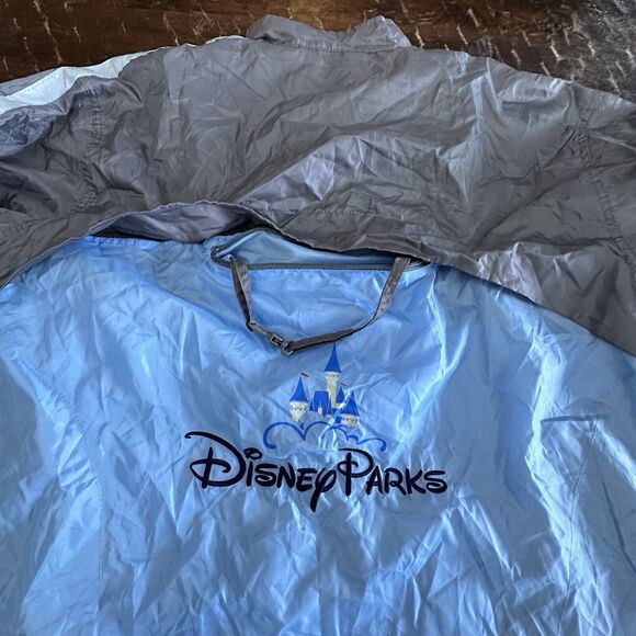 Disney Parks Pocket Embroidered Rain Poncho Jacket XL / XXL Grey Blue Pocket - Picture 3 of 8